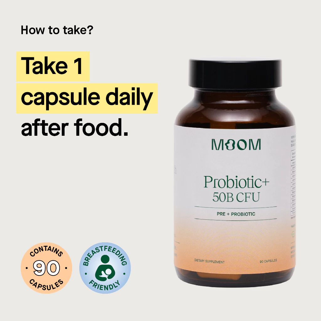 Moom Health™ Probiotic+ 50B CFU+. Prebiotic & Probiotics. Digestion & Gut Health Support. 90caps.