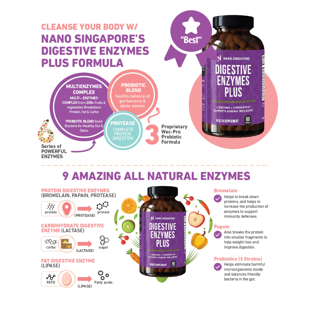 Nano Singapore Digestive Enzyme with Probiotic (60 Capsules)