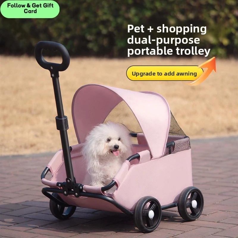 Small Pet Trolley Dog Cat Outdoor Small Dog Pet Cart Lightweight Foldable