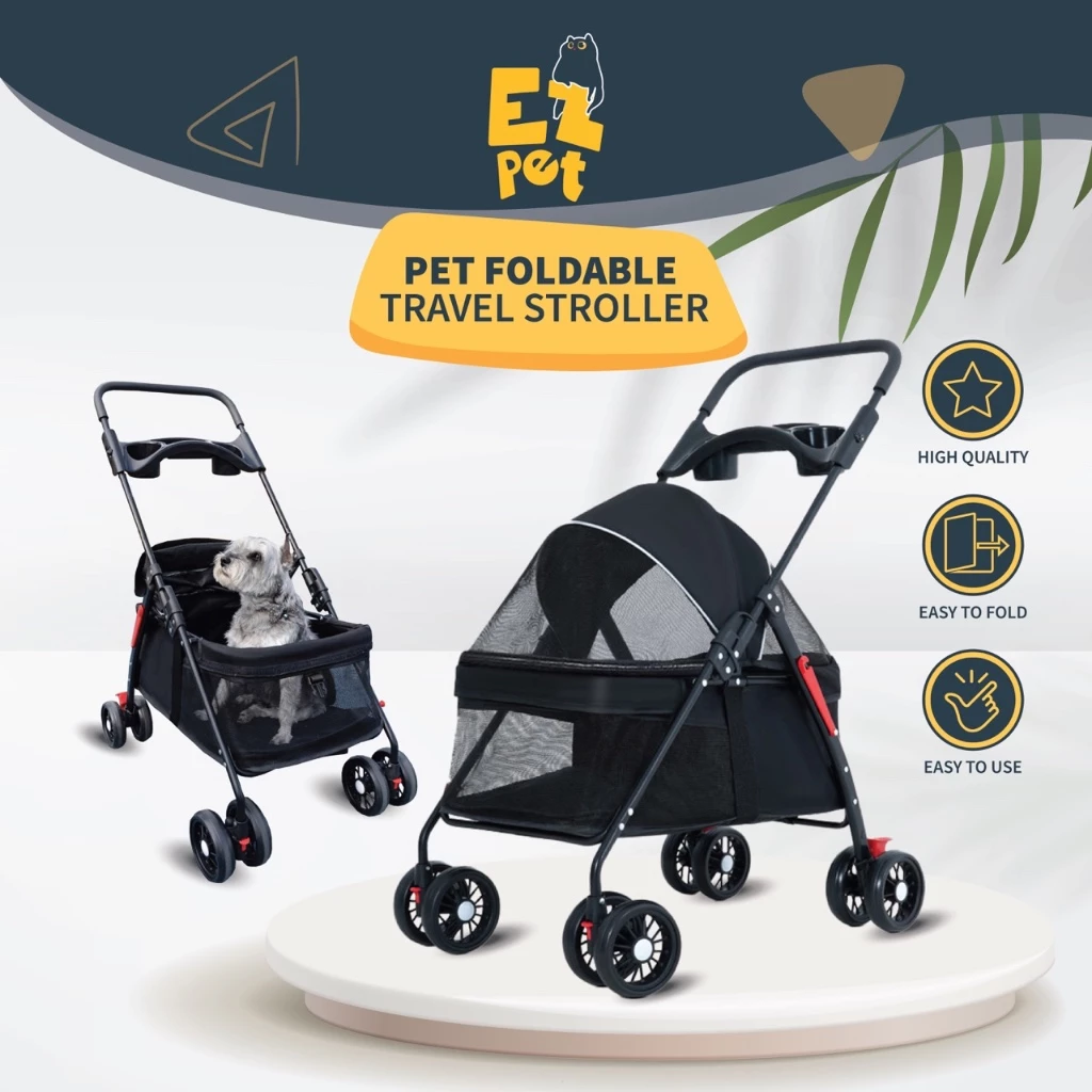 Pet Trolley Troli Kucing Foldable Pet Strollers Travel Pet Carrier Dog Bag Kucing