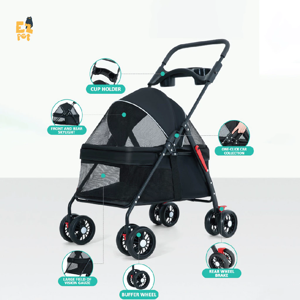 Pet Trolley Troli Kucing Foldable Pet Strollers Travel Pet Carrier Dog Bag Kucing