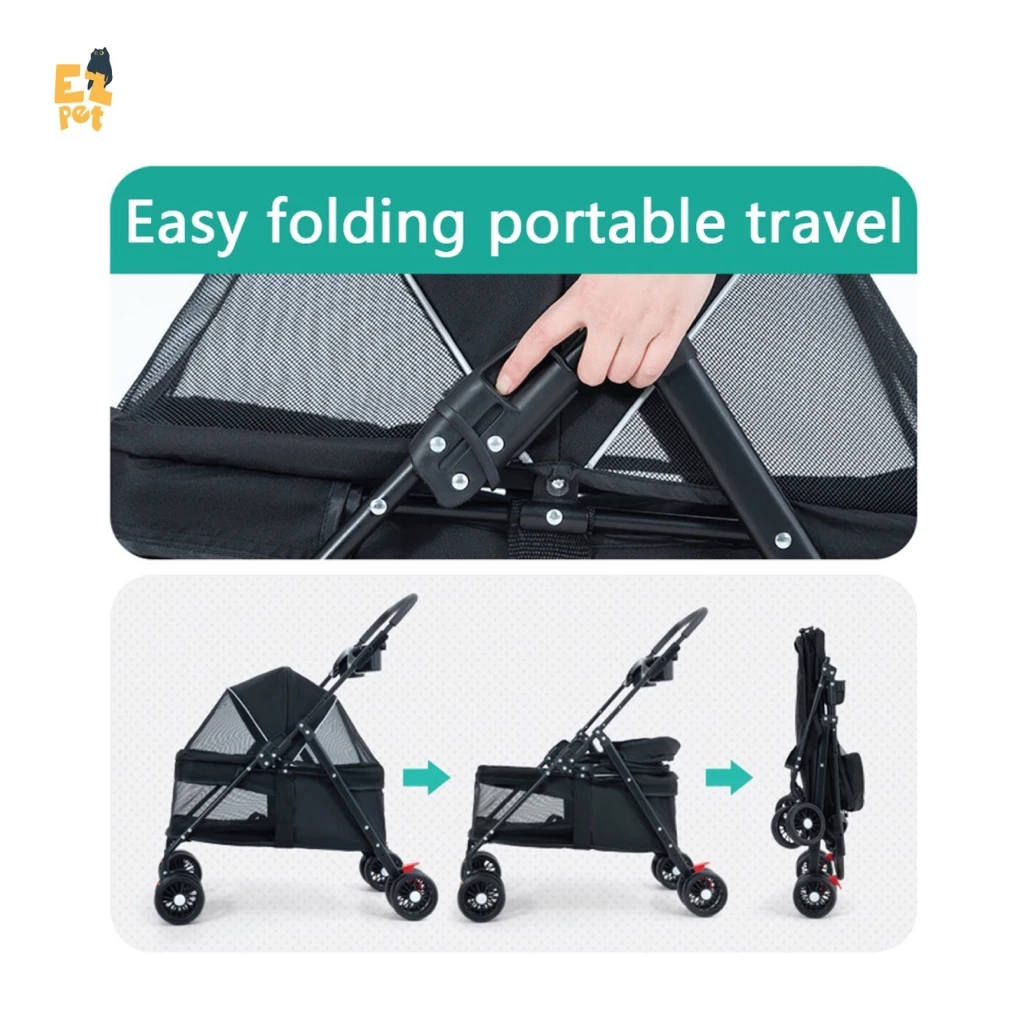 Pet Trolley Troli Kucing Foldable Pet Strollers Travel Pet Carrier Dog Bag Kucing