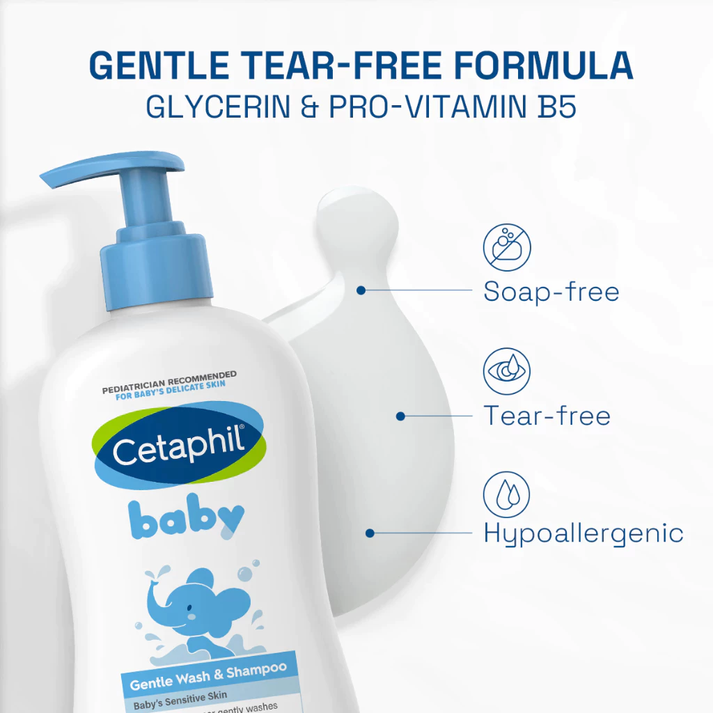 Cetaphil Baby Wash & Shampoo For Hair & Body (400ml) + Baby Daily Lightweight Lotion For Body (400ml)