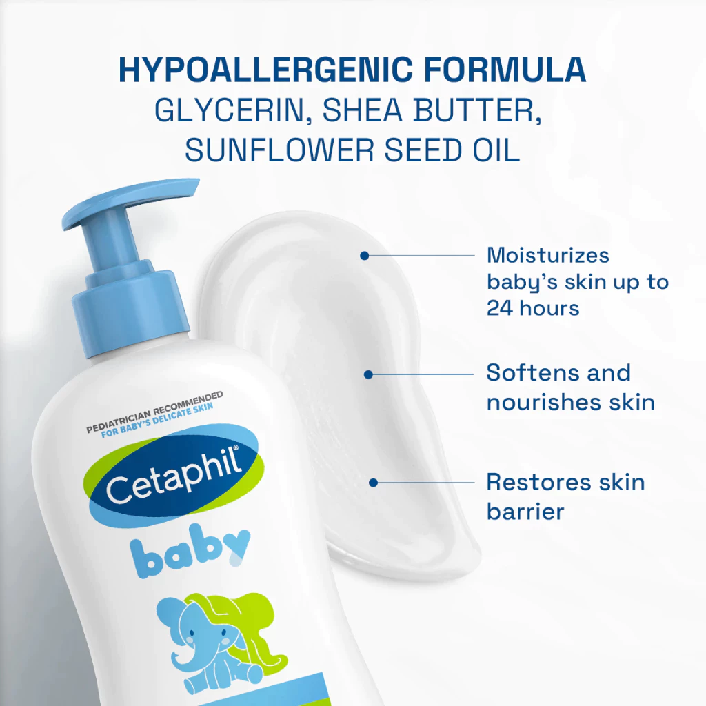 Cetaphil Baby Wash & Shampoo For Hair & Body (400ml) + Baby Daily Lightweight Lotion For Body (400ml)