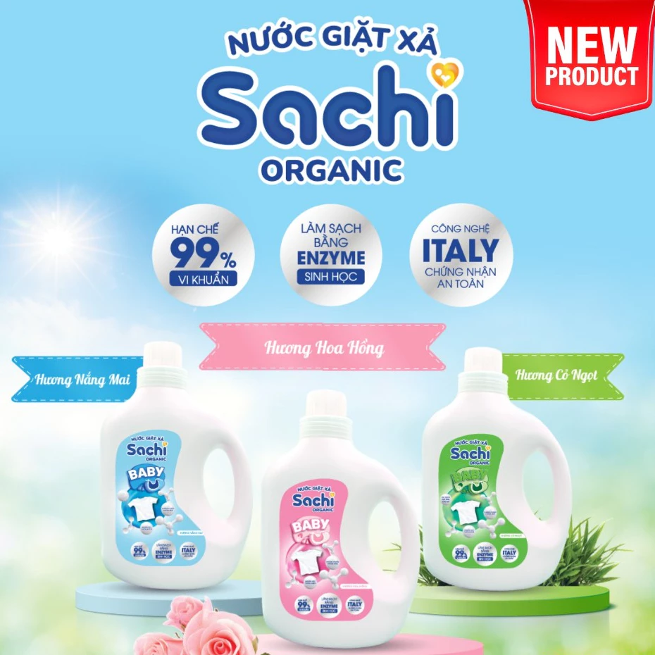 Sachi Organic Baby Laundry Detergent Mild Fragrance, Cleans