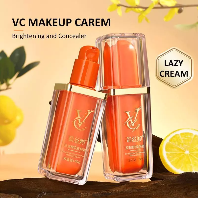 Lazy Tone-Up Cream 30g, 5X Vitamin C Brightening Concealer & Hydrating Natural Look Makeup Base