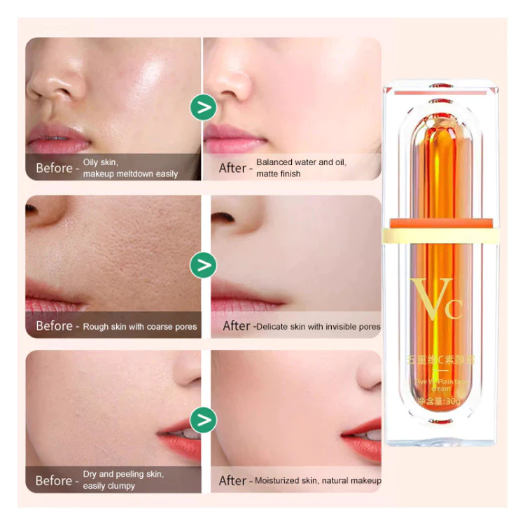 Lazy Tone-Up Cream 30g, 5X Vitamin C Brightening Concealer & Hydrating Natural Look Makeup Base