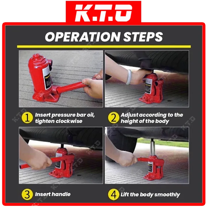 Ton Hydraulic Bottle Jack Heavy Duty Automotive Car Jack