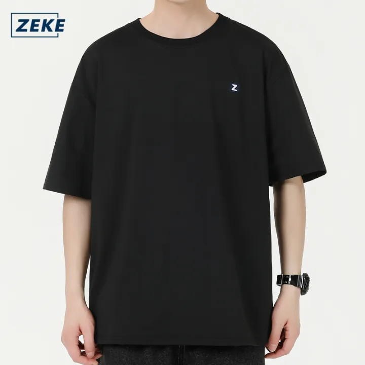 ZEKE A0028 Embroidered Logo T-shirt Men Short Sleeve Tops Lelaki Lengan Pendek Baju tshirt
