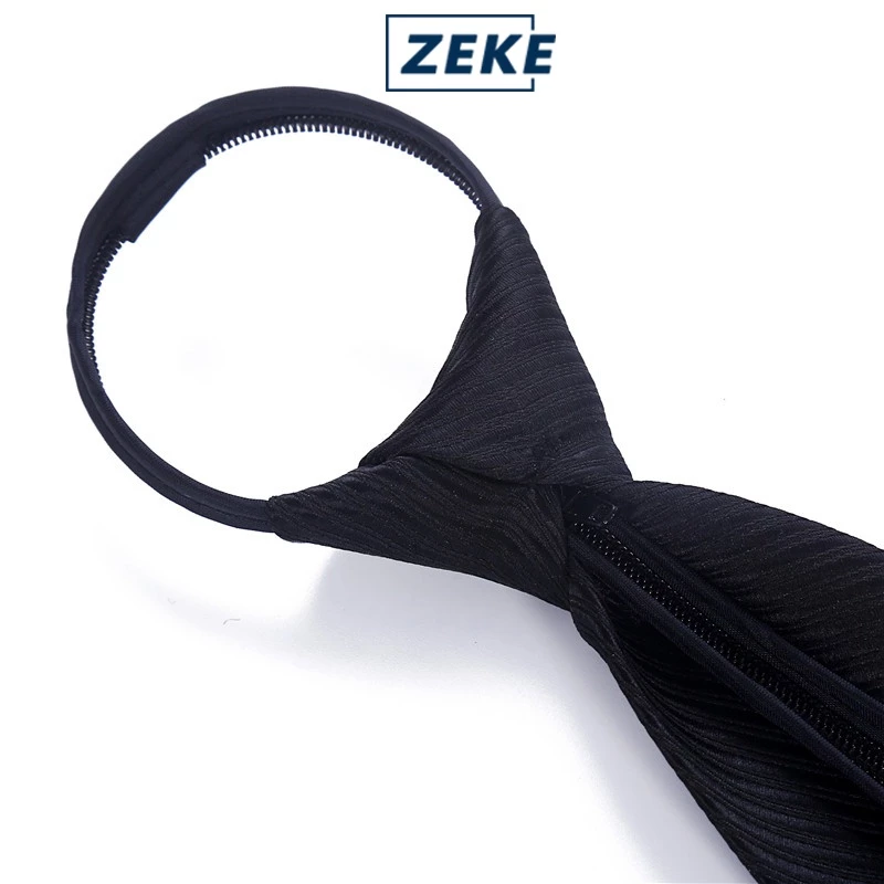ZEKE Zip Tie | Formal Wear Tie | Graduation Wedding Striped Plain Neck Tie