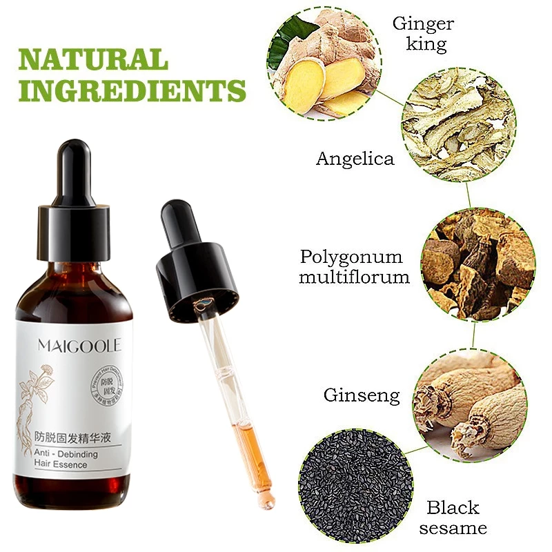 Hair Growth Serum Anti-hair Loss Ginseng Hair Tonic 60ML Ginger Nourishes Scalp Strengthen Hair Roots Reduce Hair Loss