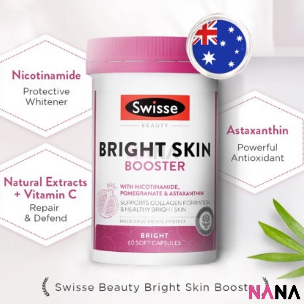 Swisse Beauty Bright Skin Booster 60 Capsules (With Nicotinamide, Pomegranate & A