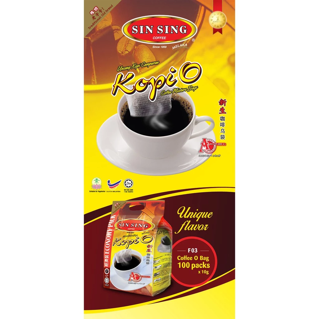 SIN SING Kopi O Uncang Kopi Campuran (100's x 10g) / CAP TUPAI Kopi O Uncang Kopi Campuran