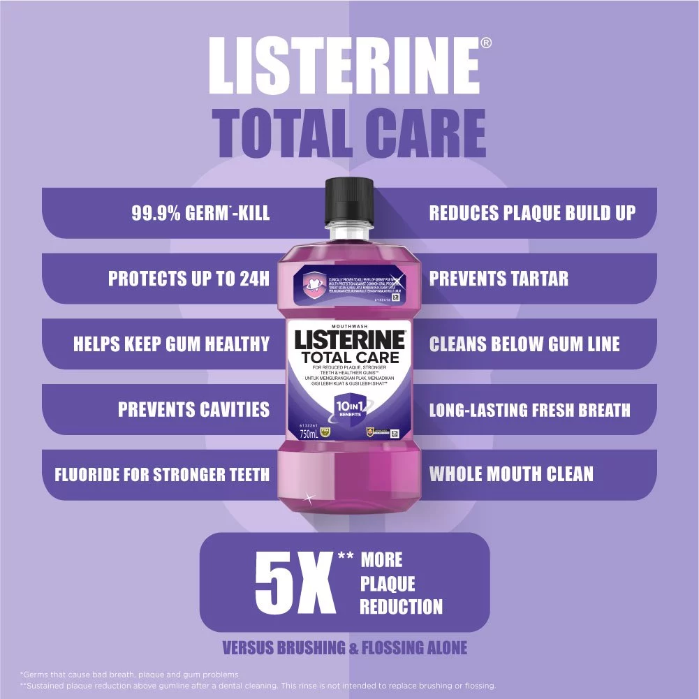 [Bundle of 2] Listerine Total Care Mouthwash 750ml