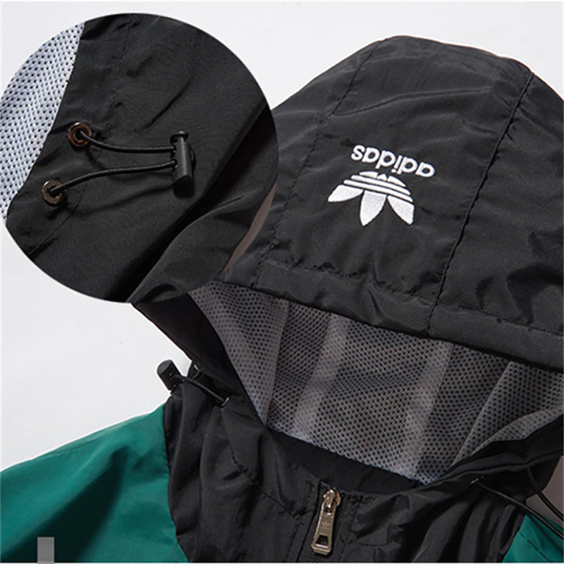 Embroidered Logo Adidas 100%Original Mesh Inner Lining Couple Jackets Jacket for Women Plain Jacket with Zip Bomber Jacket Windbreakers