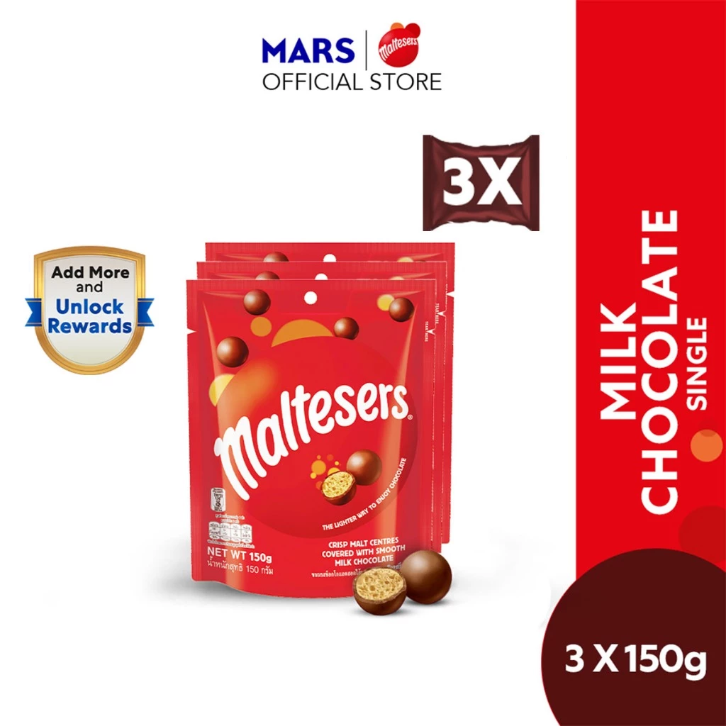 (Bundle of 3) Maltesers Milk Chocolate Share Bag 150g Chocolate - Crispy
