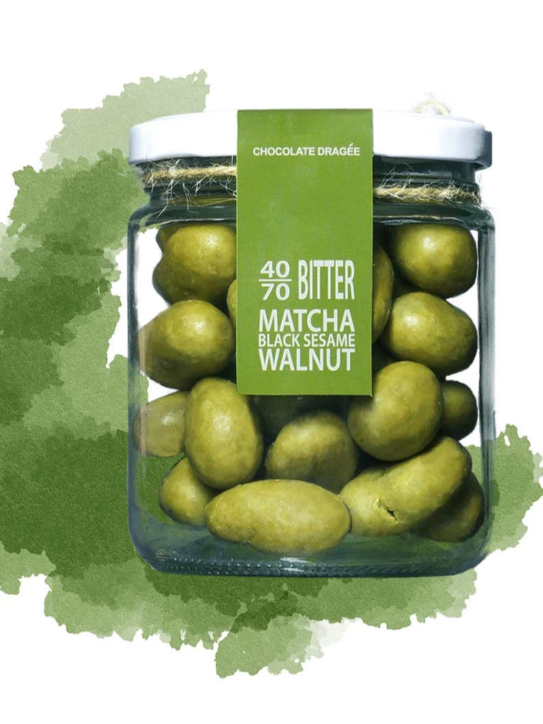 Lemistry 40% Low Sugar Matcha Black Sesame with Walnut Dragées Cocoa Nut Snacks Chocolate Food