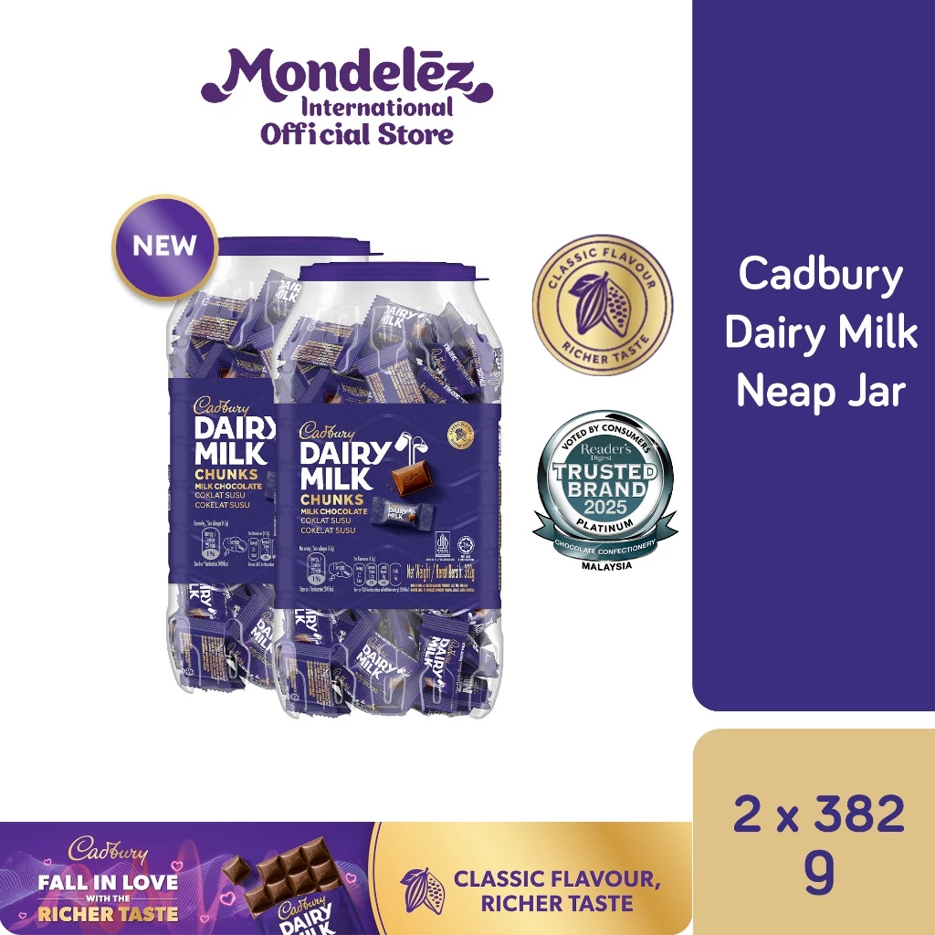 Cadbury Dairy Milk Chocolate Neap Jar (382g x 1-382g x 2- 382g x4)
