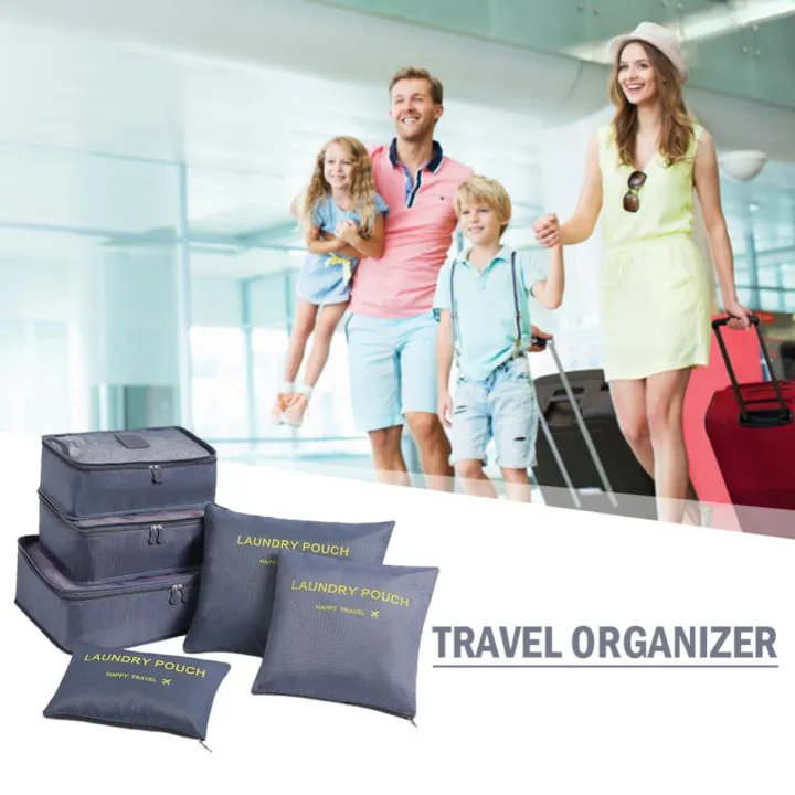 Travel Luggage Organizer Bags 6pcs Set with Waterproof Material and Compact Design for Clothes Socks and Underwear