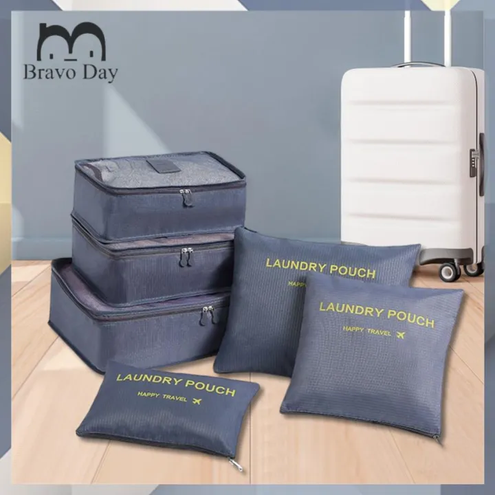Travel Luggage Organizer Bags 6pcs Set with Waterproof Material and Compact Design for Clothes Socks and Underwear
