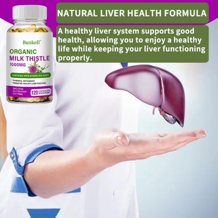 Bunkell Organic Milk Thistle 1000mg Supplement - Effectively Detoxifies, Protects, and Nourishes The Liver