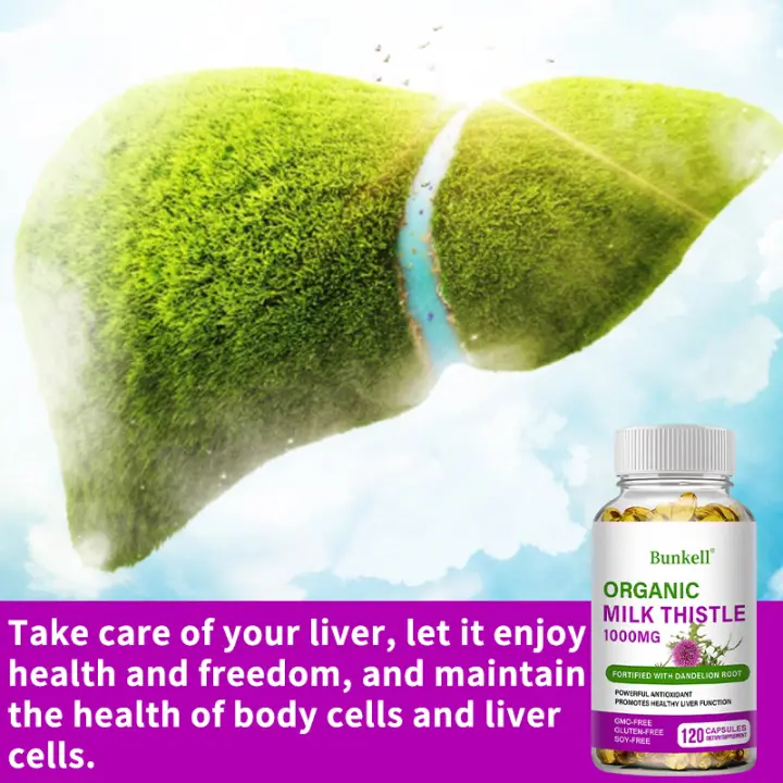 Bunkell Organic Milk Thistle 1000mg Supplement - Effectively Detoxifies, Protects, and Nourishes The Liver