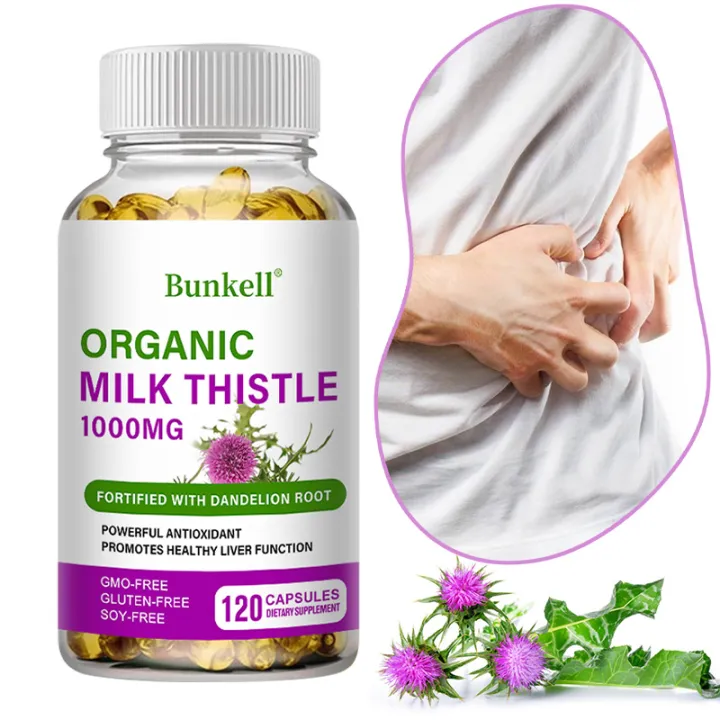 Bunkell Organic Milk Thistle 1000mg Supplement - Effectively Detoxifies, Protects, and Nourishes The Liver