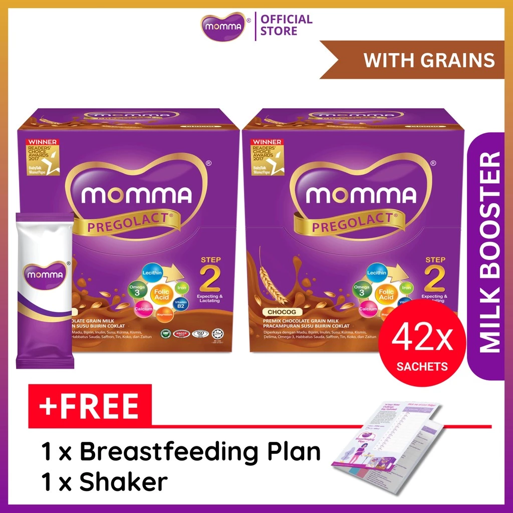 Milk Booster MOMMA® Pregolact® ChocoG - 21 Sachets (2 Unit) Tambah Susu Badan