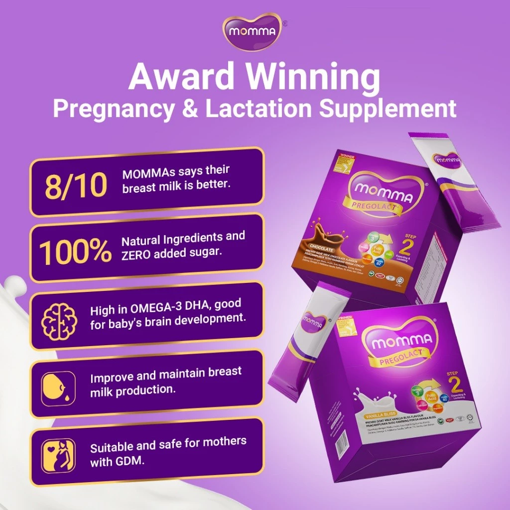Milk Booster MOMMA® Pregolact® ChocoG - 21 Sachets (2 Unit) Tambah Susu Badan