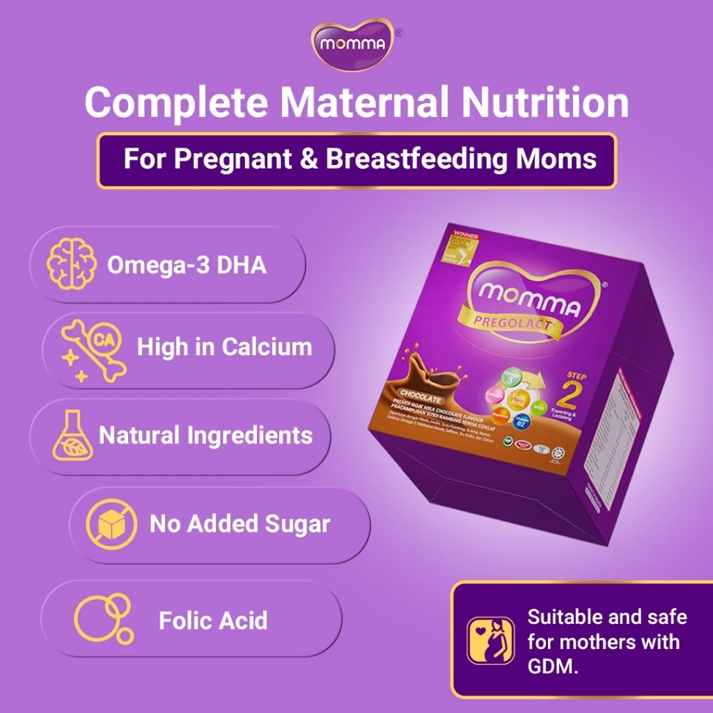 Milk Booster MOMMA® Pregolact® ChocoG - 21 Sachets (2 Unit) Tambah Susu Badan