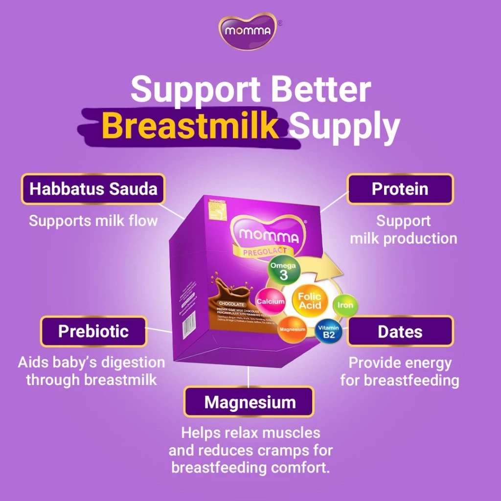 Milk Booster MOMMA® Pregolact® ChocoG - 21 Sachets (2 Unit) Tambah Susu Badan