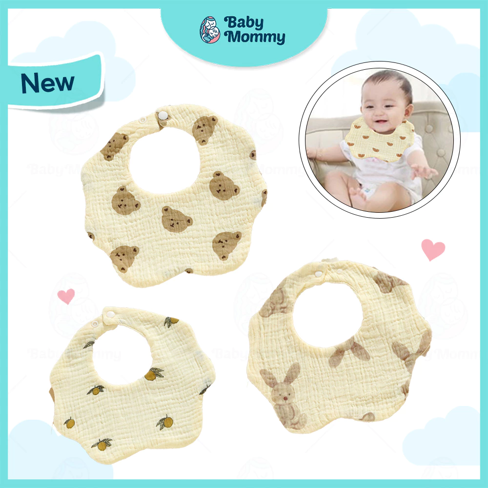 Cotton Bib 6 layers Baby Bibs 360 Degree Reversible Bib Newborn Kids Feeding Saliva Towel