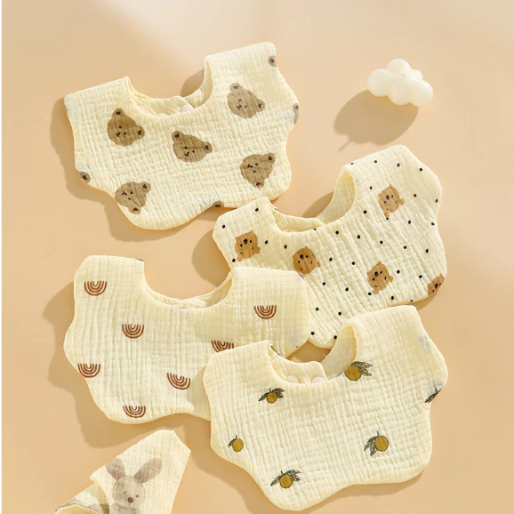 Cotton Bib 6 layers Baby Bibs 360 Degree Reversible Bib Newborn Kids Feeding Saliva Towel