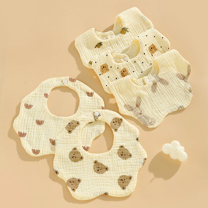 Cotton Bib 6 layers Baby Bibs 360 Degree Reversible Bib Newborn Kids Feeding Saliva Towel