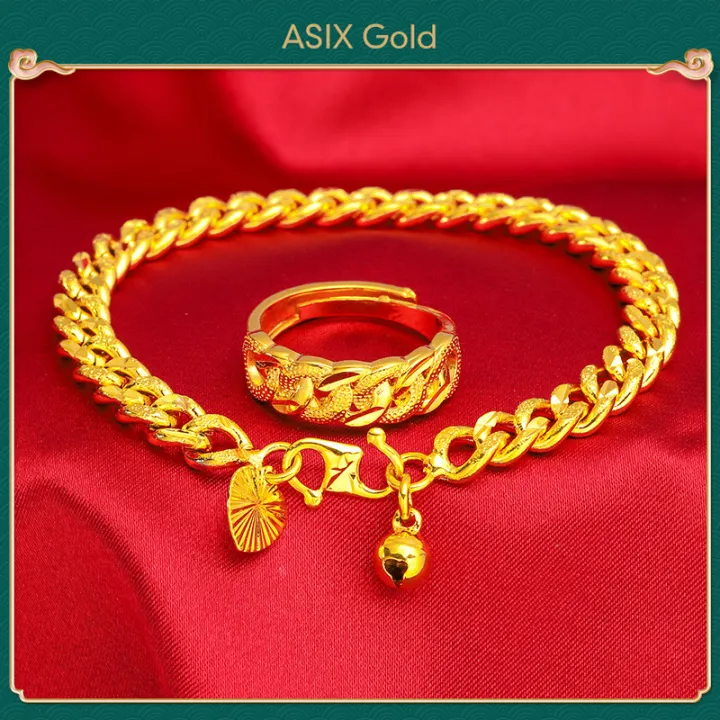 ASIX GOLD Emas 916 Original Lelong Gelang + Cincin