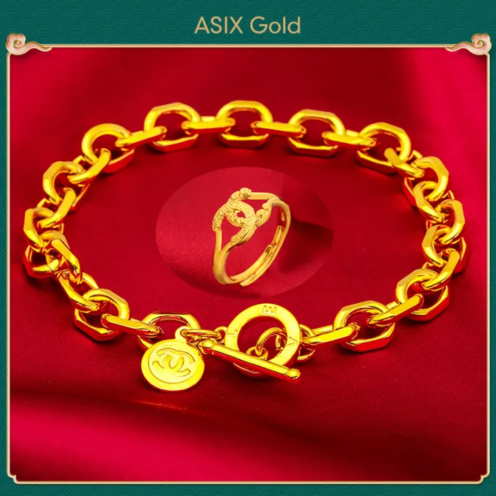 ASIX GOLD Emas 916 Original Lelong Gelang + Cincin