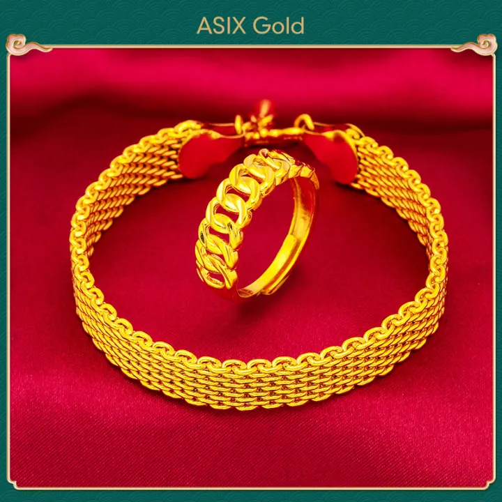 ASIX GOLD Emas 916 Original Lelong Gelang + Cincin