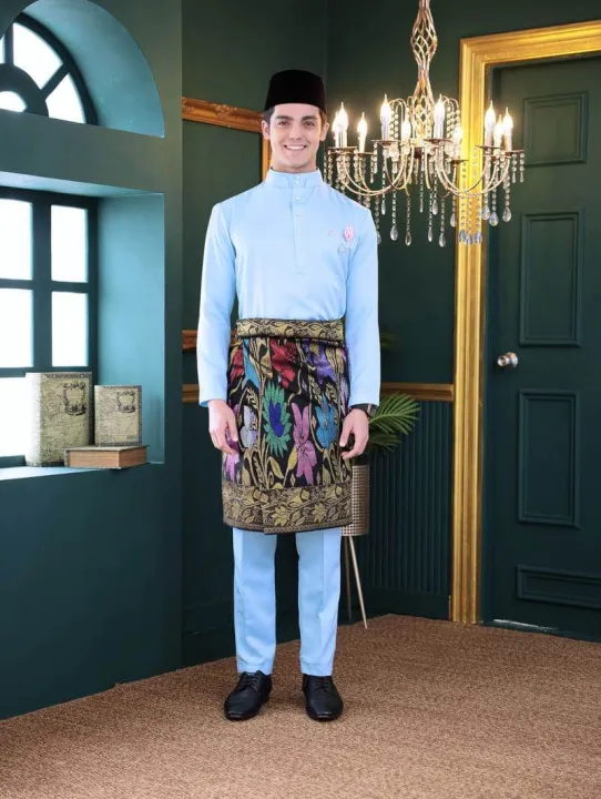 Baju Melayu Slim Fit(With Zip)Traditional Wear For Mens Pearl skin Satin Premium Quality