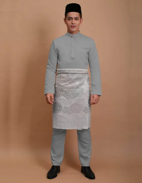 Baju Melayu Slim Fit(With Zip)Traditional Wear For Mens Pearl skin Satin Premium Quality