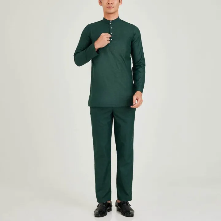 Baju Melayu Slim Fit(With Zip)Traditional Wear For Mens Pearl skin Satin Premium Quality