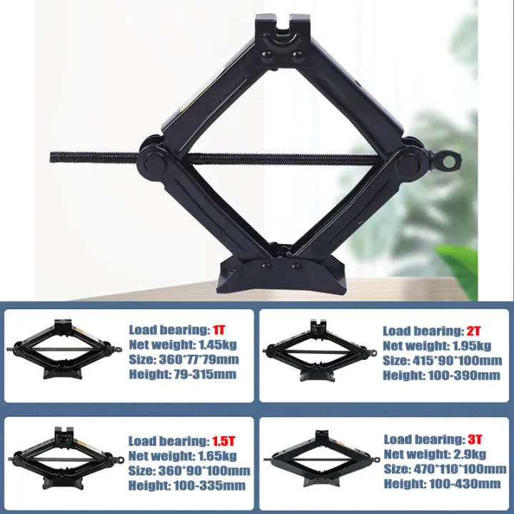 1.0 1.5 2.0 Ton Jack Car With Labor-Saving Wrench Crank Car Tire Changing Wheel Nut/Bolt Jack Hydraulic for All Cars