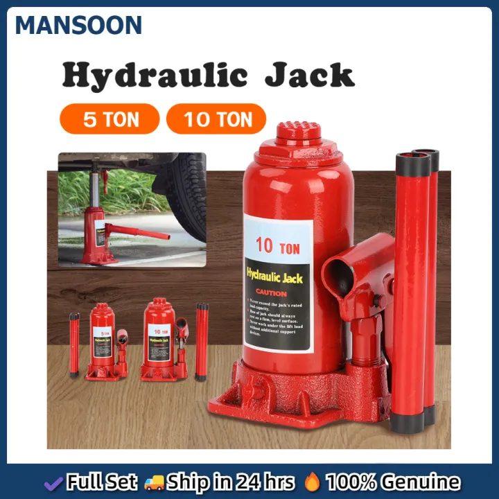 MANSOON 5T 10T Portable Heavy Duty Hydraulic Floor Bottle Jack Automotive Car Van Truck SUV Emergency Kit Set
