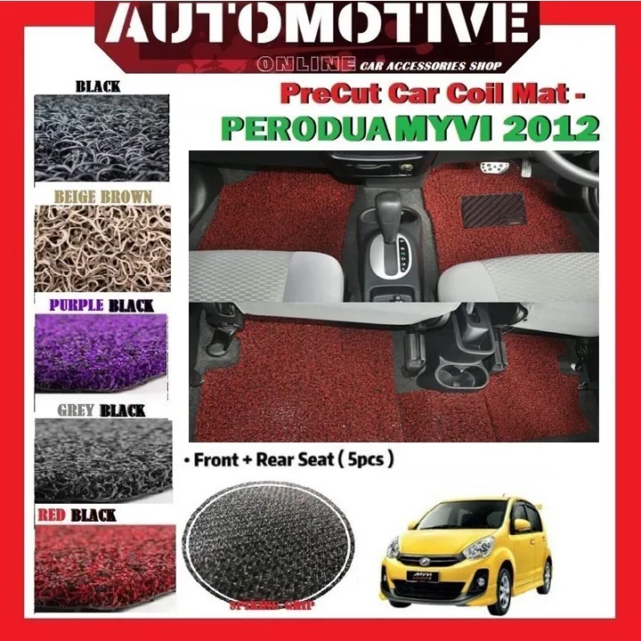 Perodua Myvi Lagi Best 2012-2016 OEM PRECUT PVC CARPET Coilmat Karpet Magic Grip (FULL SET) 15MM