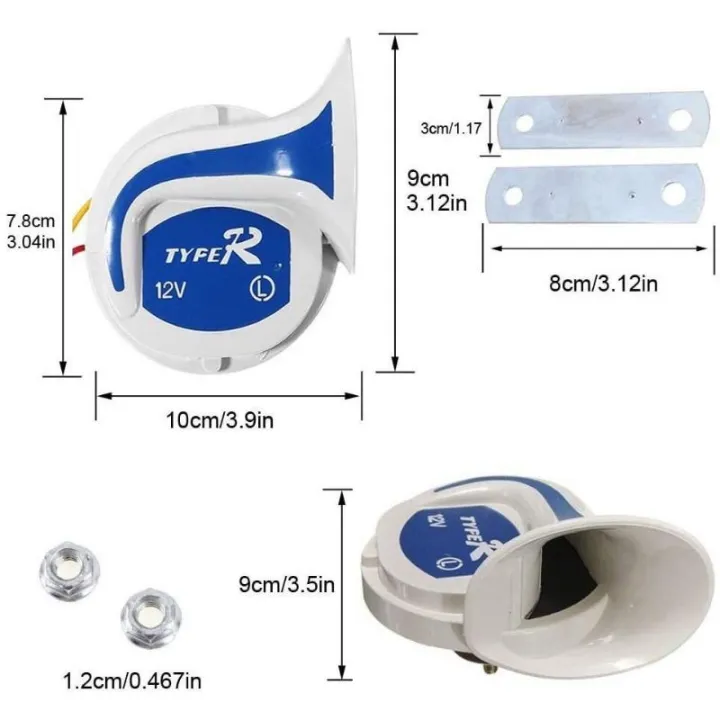 2Pc Car Horn Music Loud 12v BM Horn Snail Horn Air Honk Motorcycle