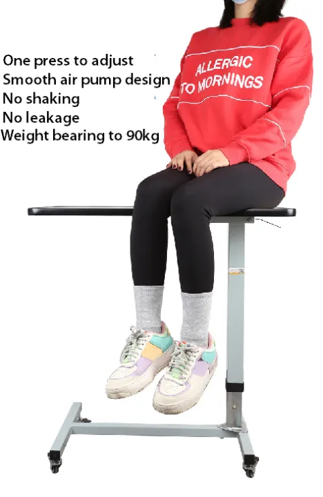 Adjustable Auto Patient Elderly Hospital Bed Mobile Overbed Table Side Table with H-Shaped Base With Wheel