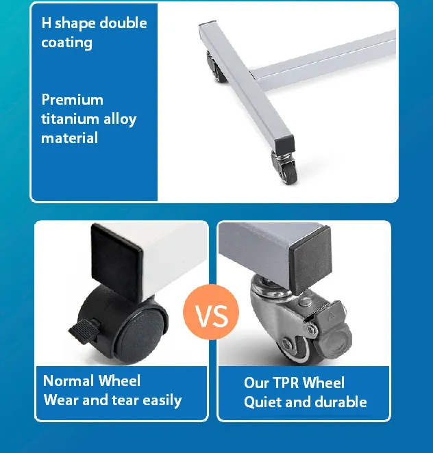 Adjustable Auto Patient Elderly Hospital Bed Mobile Overbed Table Side Table with H-Shaped Base With Wheel