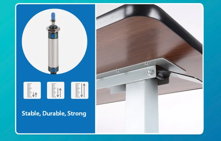 Adjustable Auto Patient Elderly Hospital Bed Mobile Overbed Table Side Table with H-Shaped Base With Wheel