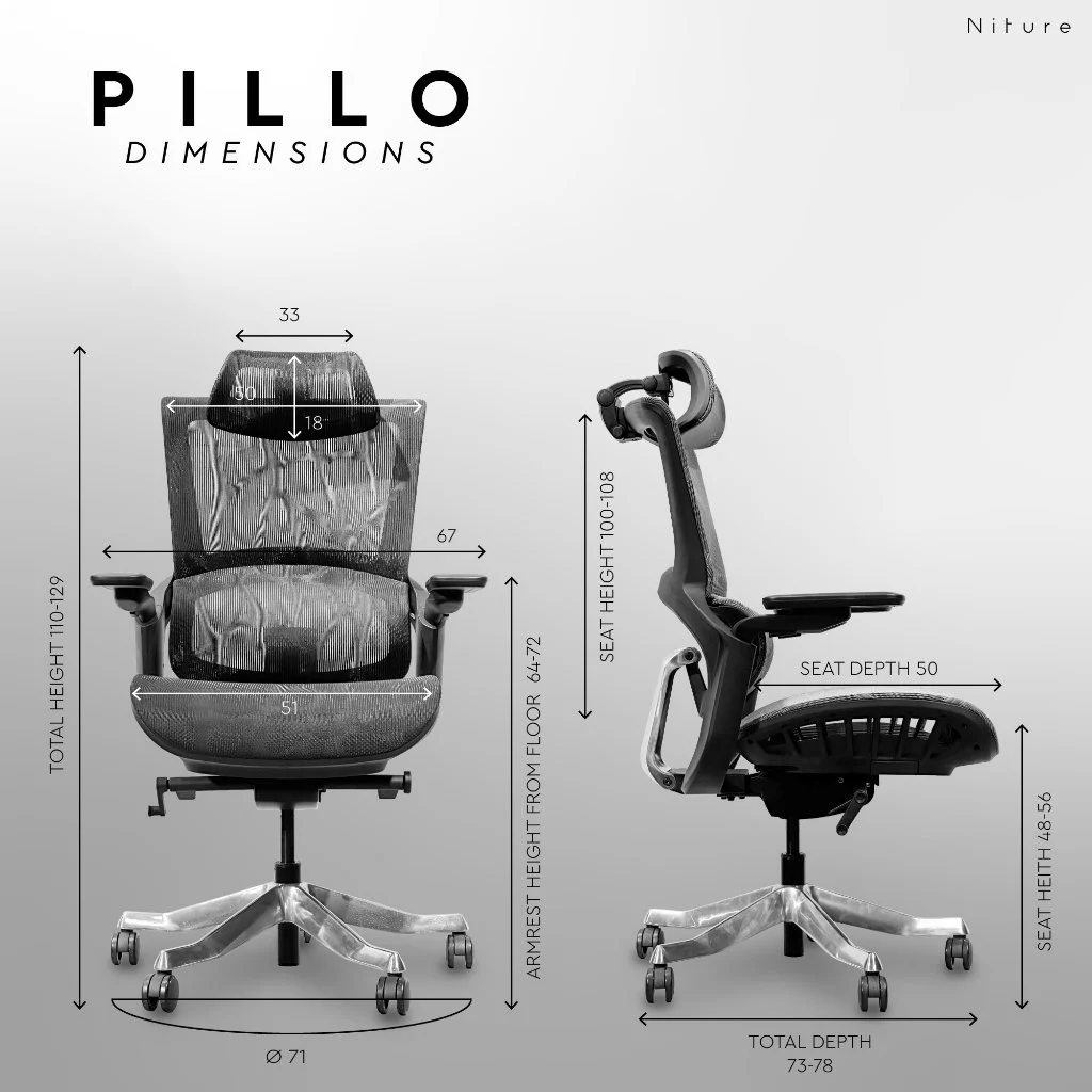 PILLO Office Chair/Ergonomic Chair/High Back Mesh Chair/Kerusi Office Full Mesh by Niture