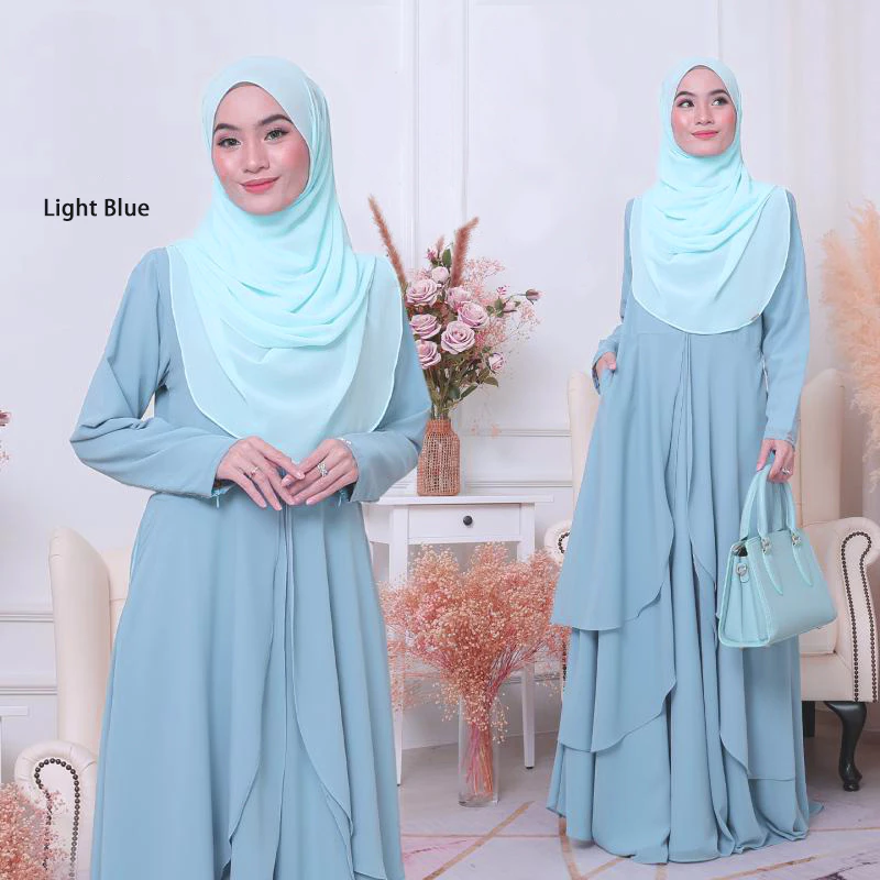 【Ready Stock】JUBAH Abaya MUSLIMAH FLOWY 3 layer abaya zip sleeve bridesmaid nikah tunang dinner abaya dress