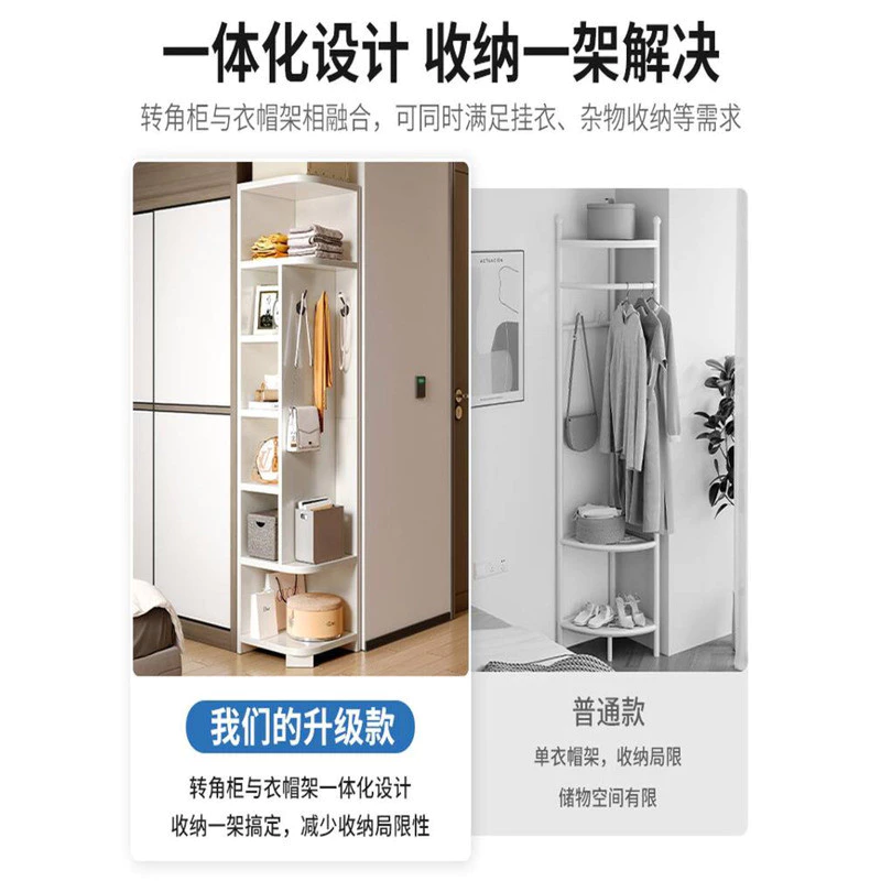 Corner Bookshelf Storage Rack Floor-standing Bedroom Living Room Narrow Corner Bookshelf Triangular Wall Corner Cabinet Storage Display Cabinet